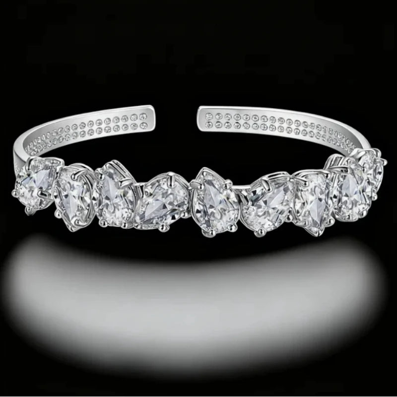 Bangle For Women Fine Jewelry Bracelet WaterDrop Pear Zircon Wedding Valentine Day Gift Adjustable