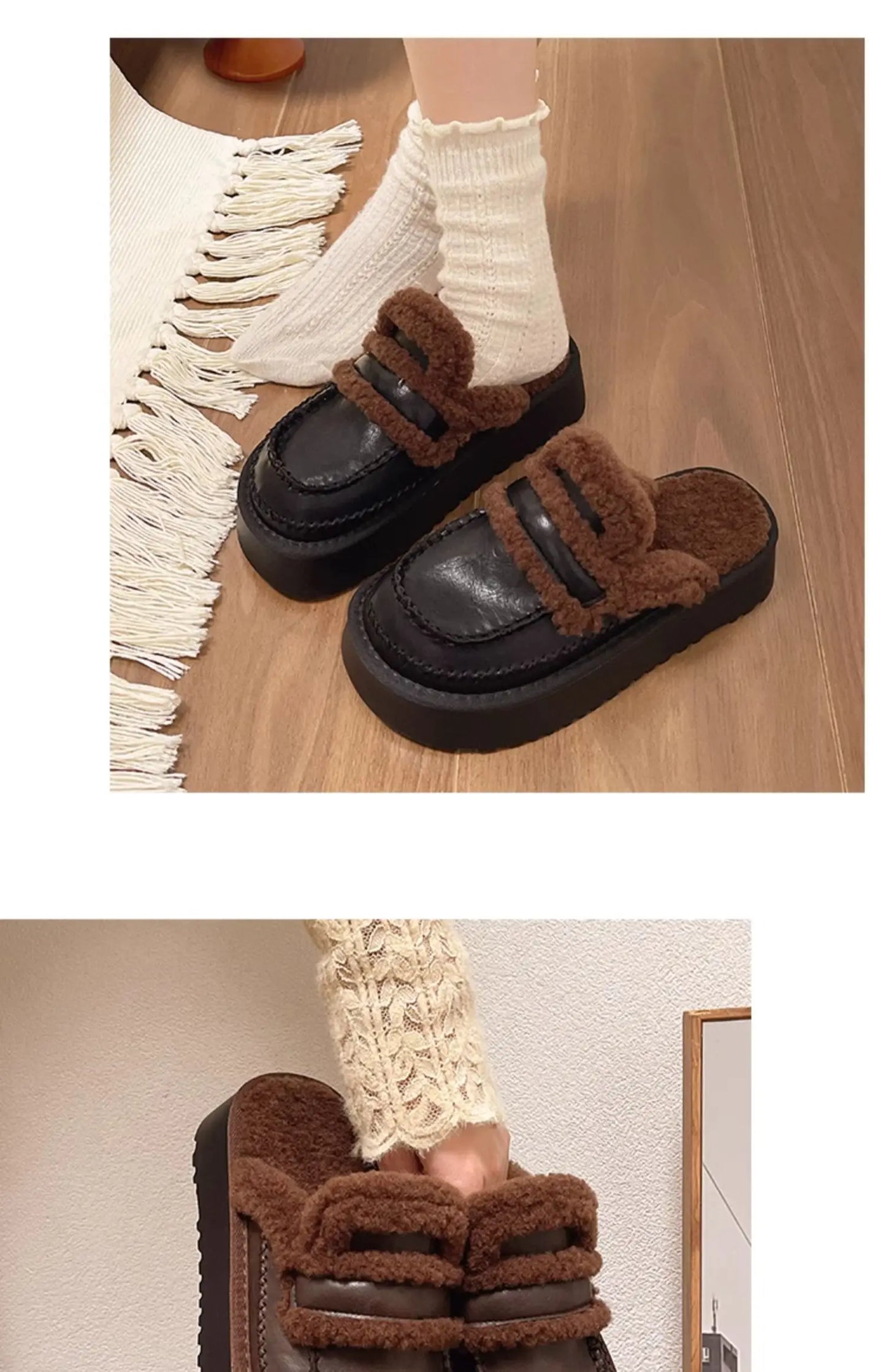 Shoes Loafers Ladies' Slippers Luxury Slides Winter Footwear Cover Toe Slipers Women Platform Designer 2024 House Slippers Platf