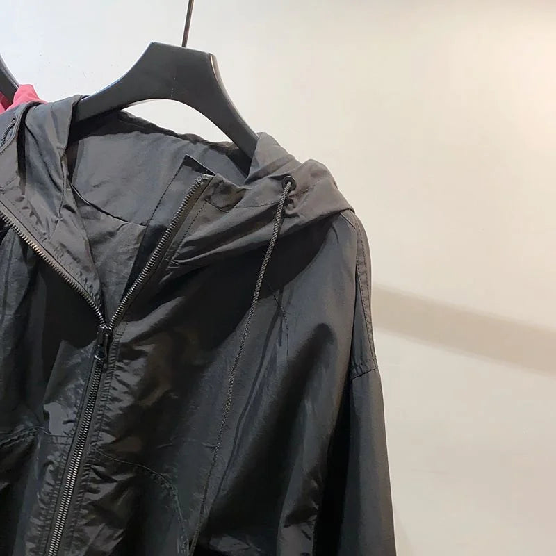 Jackets Women Hooded Summer Sun-proof Zipper Coats Thin Loose See Through Outerwear Breathable Outwear Lightweight Clothes