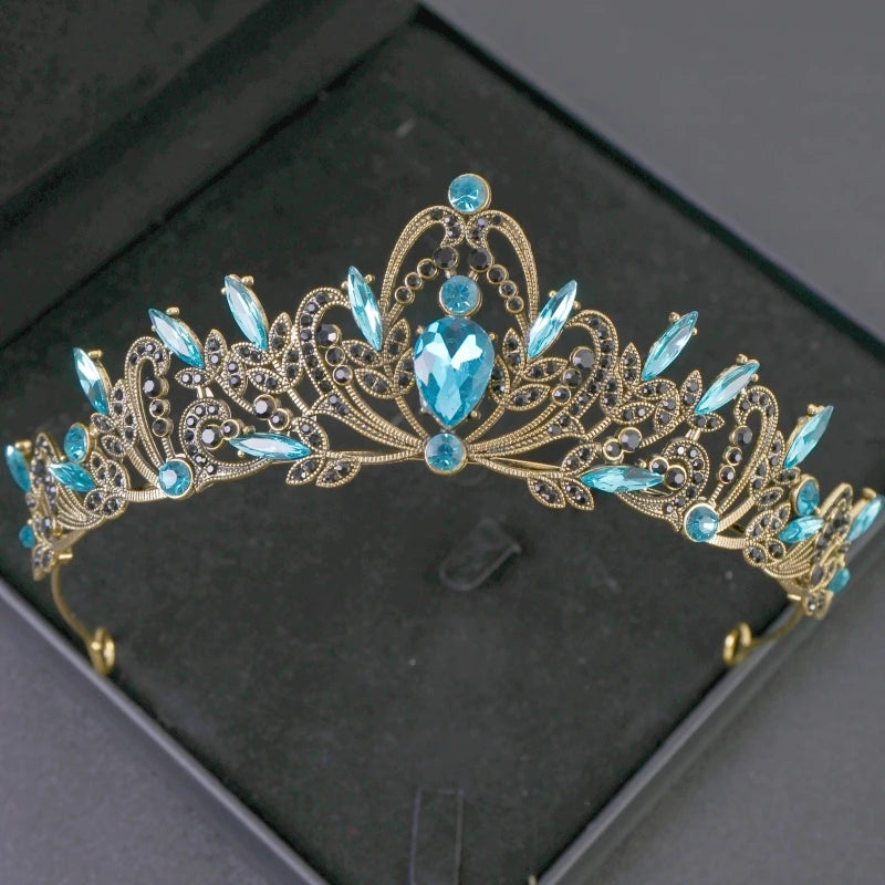 Bridal Headwear Gold-Colour Women's Full Of Classical Temperament Wedding Crown Girl Birthday Dazzling Tiaras