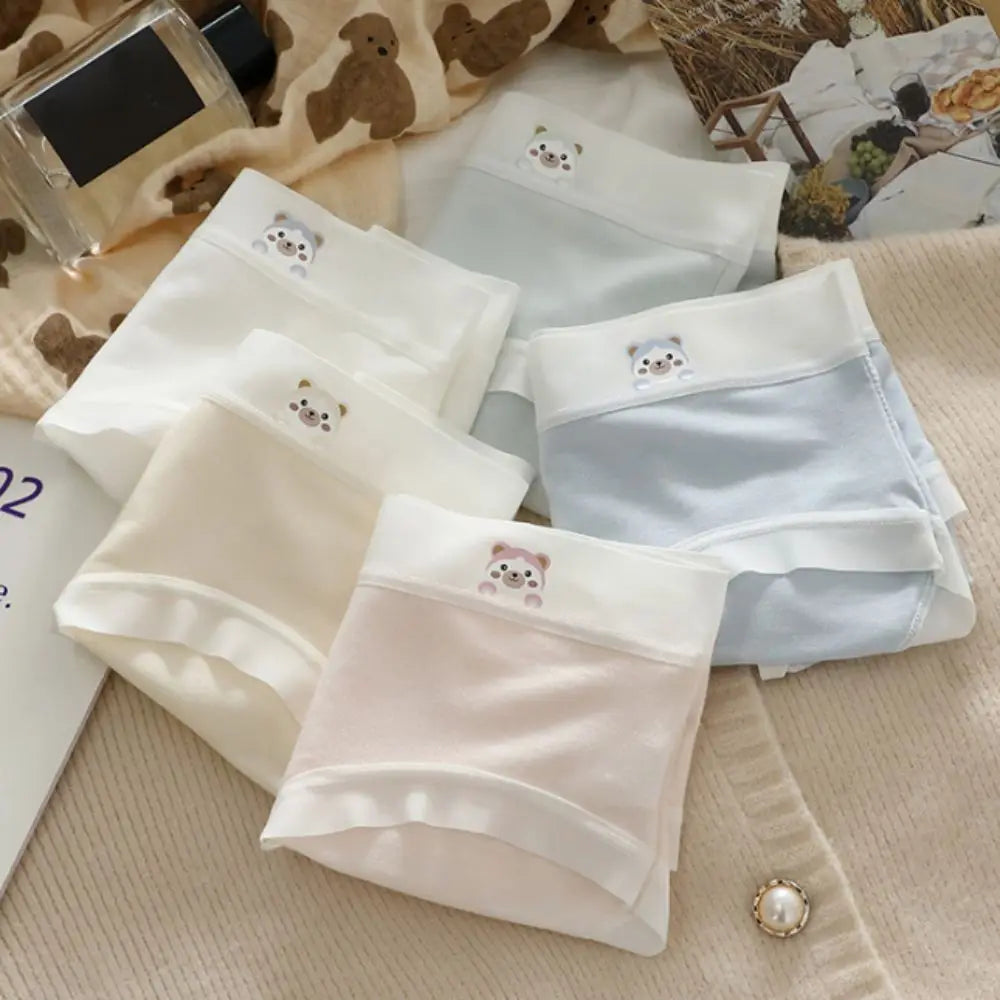 5PCS Fashion Cute Panties for Women Underwear Cotton Crotch Seamless Briefs Female Lingerie Bear Underpants Gifts