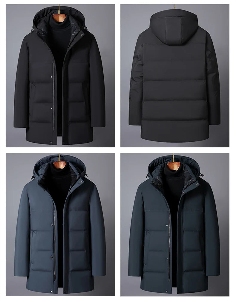 Winter Down Jackets for Men Brand Casual Middle Aged Men's Puffer Coats Winter Thick Warm Plus Size Feather Parkas