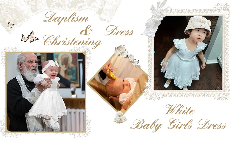 Infant Baby Embroidery Gown Elegant Girl Dress Satin Big Bow Tulle Dress V Back Prom Wedding Birthday Party Formal Baptism Dress