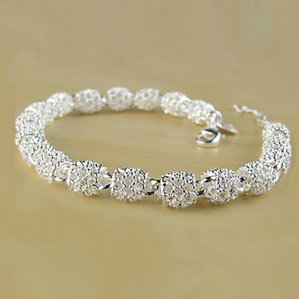 Bracelet For Women Elegant Anti-rust Women Silver Plated Hollow Ball Bangle Chain for Travel Jewellery Women Bracelets