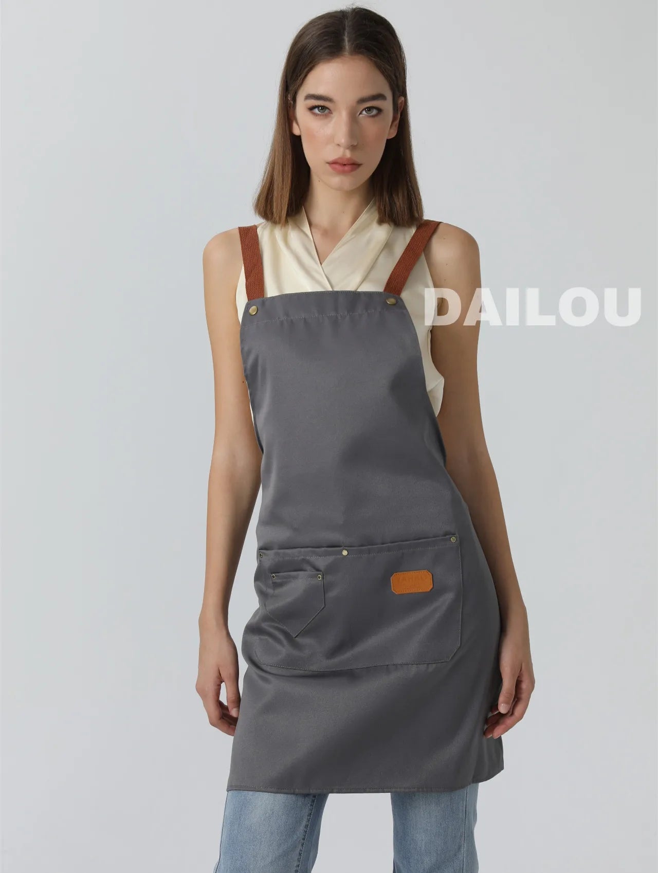 New Fashion Kitchen Aprons for Woman Men Chef Work Apron for Grill Restaurant Bar Shop Cafes Beauty Nails Studios Uniform
