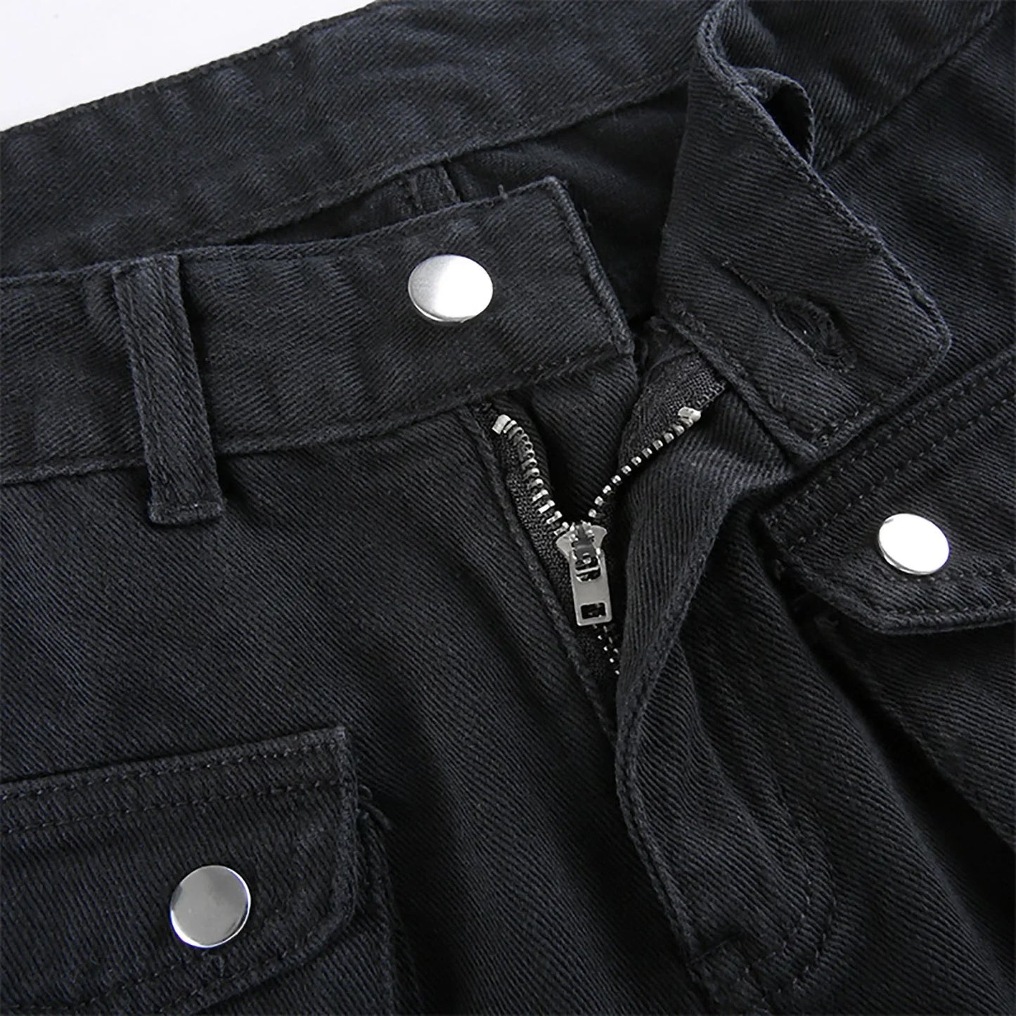 Women'S Trousers Low-Rise Gothic Jeans Street Washed Print Style Cool Loop Pants Retro Hip Hop Wide-Leg Pants Fashion
