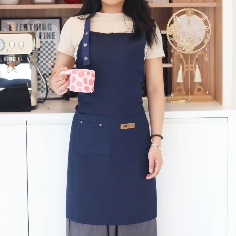 Fashion Kitchen Aprons Adjustable Bib Apron with Pockets Cooking Aprons Restaurant Chef Work Waterproof Anti-oil Stain Apron