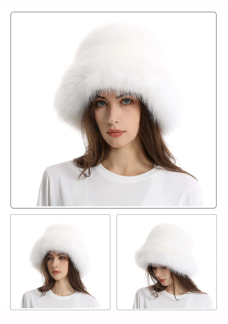 Hat Woman Winter Faux Fur Fisherman Hat Woman Versatile Warm Female Casual Party Fur Hats Women's Cap Ins Plush Bucket Hat