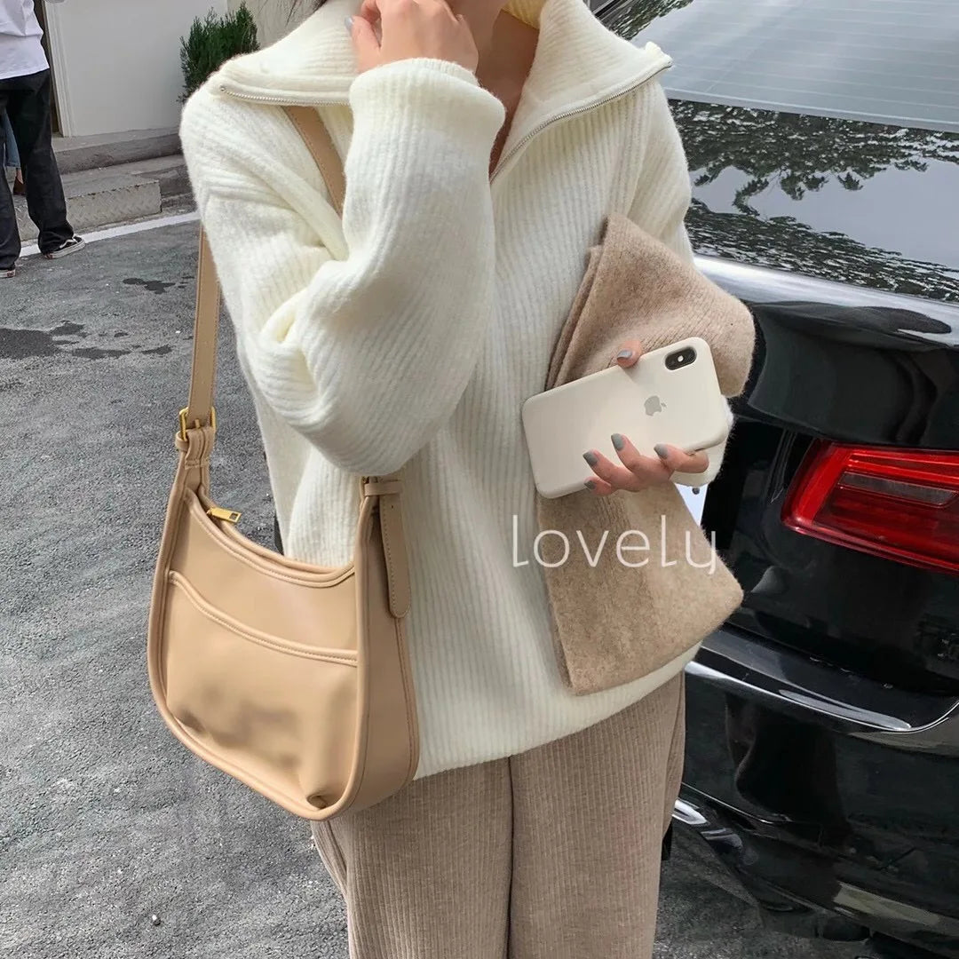 Women's Sweaters 2025 Autumn Winter Long Sleeve Top Loose Knitted Turtleneck Zipper Fashion Pullover Women Oversized Sweater