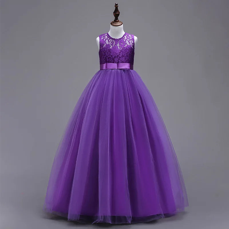 Teen Elegant Dresses For Girls Lace Dress Embroidered Gown Princess Children Formal Evening Kids Flower Girls Wedding Vestidos