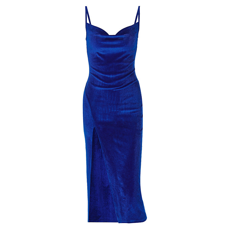 2024 Elegant Evening Gown For Women Summer Velvet Midi Bodycon Dress Women Sleeveless Off Shoulder Backless Party Club Dresses