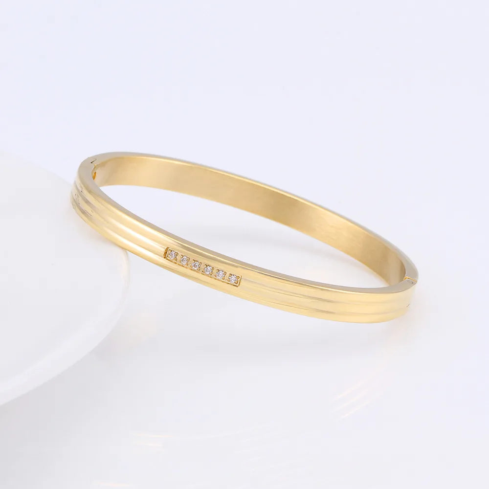 Fashion Bangles for Women Men Trendy Stainless Steel Metal Bracelets Punk Gold Color Bohemian Jewelry Accessories Gift Wholesale