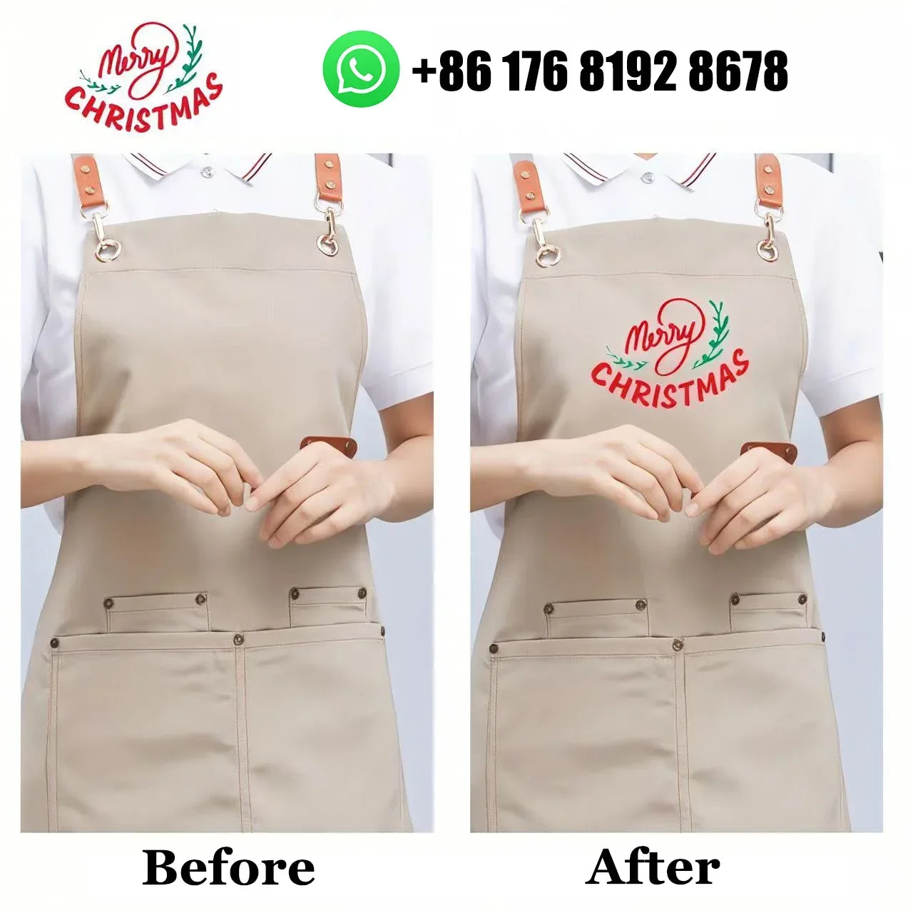 Kitchen Waterproof Apron Manufacturers Customized Logo Apron With Pockets for Restaurant Bar Shop Cafes Beauty Nails Studios