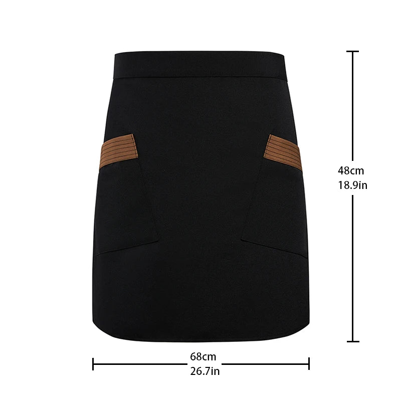 1 Piece Waist Apron for Ladies Kitchen Restaurant Waitress Apron with Side Pockets And Reinforced Seams