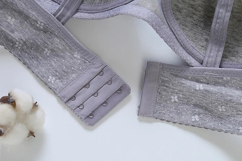 Cotton Soft Bra for Women B Cup No Steel Ring Comfort Thin Cup Sexy Little Flowers Push Up Brassiere Sweet Girl Lingerie Bra