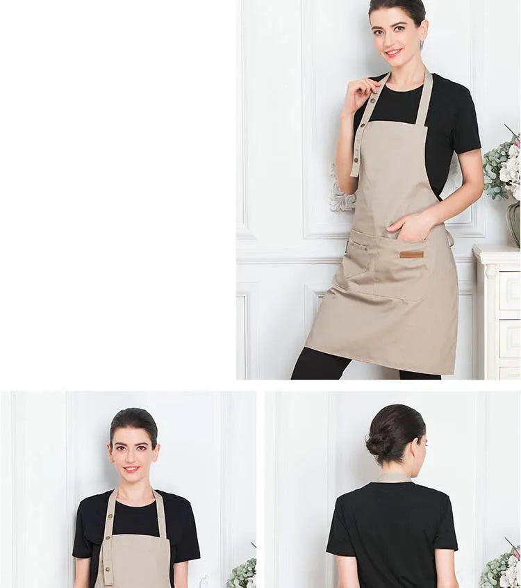 New Fashion Kitchen Aprons for Woman Men Chef Work Apron for Grill Restaurant Bar Shop Cafes Beauty Nails Studios Uniform
