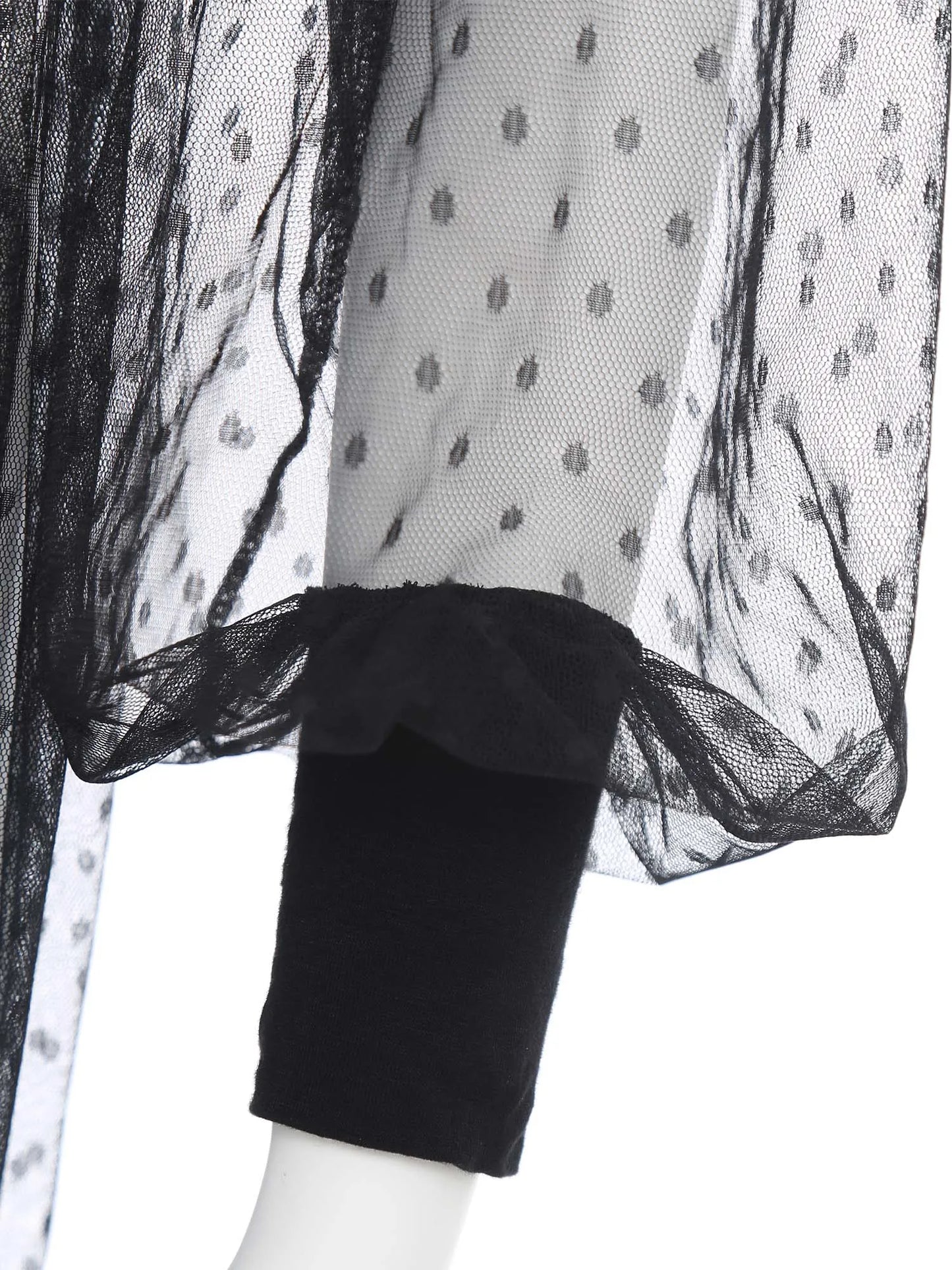 Maternity Pregnancy Photography Dress Bubble Sleeve Off-shoulder Polka Dots Sheer Mesh Split Maxi Gown for Party Sleepwear