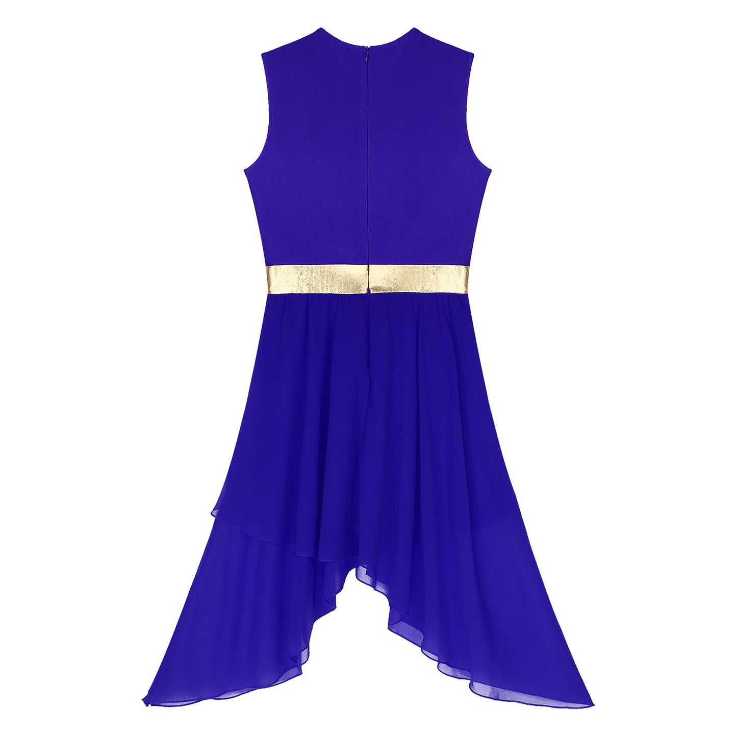 Womens Lyrical Dance Dress Ballroom Dancing Church Choir Stage Performance Costume Sleeveless Asymmetrical Hem Dresses Dancewear