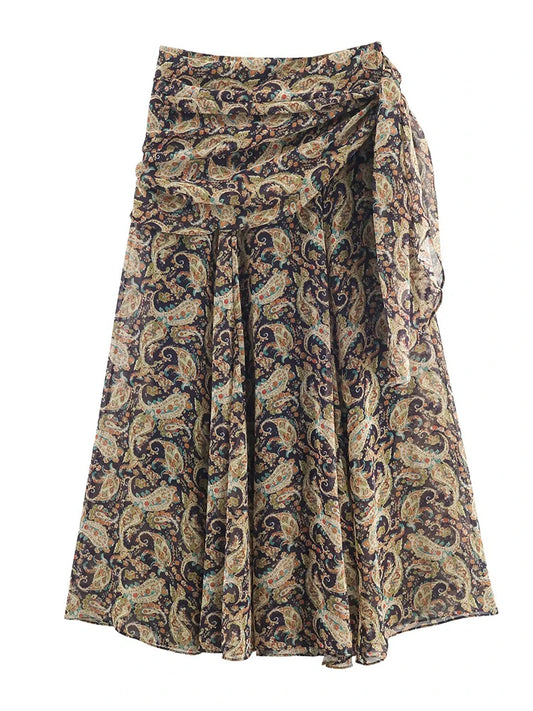 Women Wrinkle Skirts 2025 Women Summer Autumn New Fashion Leisure Print High Waist Skirts Women Elegant Party Skirts