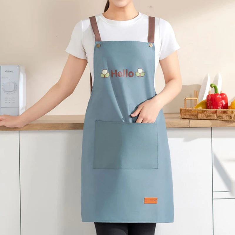 Kitchen Apron Waterproof Oilproof Convenient Pocket Chef Cooking Apron Men Women Barista Manicurist Work Aprons Waiter Uniform