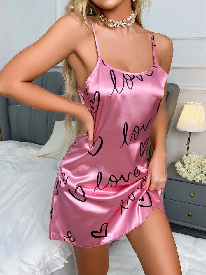Women Sexy Sleeveless Nightdress Satin Chemise Lingerie Sleepwear Night Dress Cami Slip Dress Nightwear Nightgowns