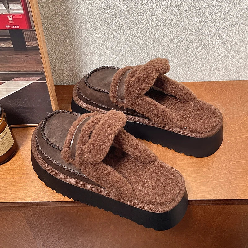 Shoes Loafers Ladies' Slippers Luxury Slides Winter Footwear Cover Toe Slipers Women Platform Designer 2024 House Slippers Platf