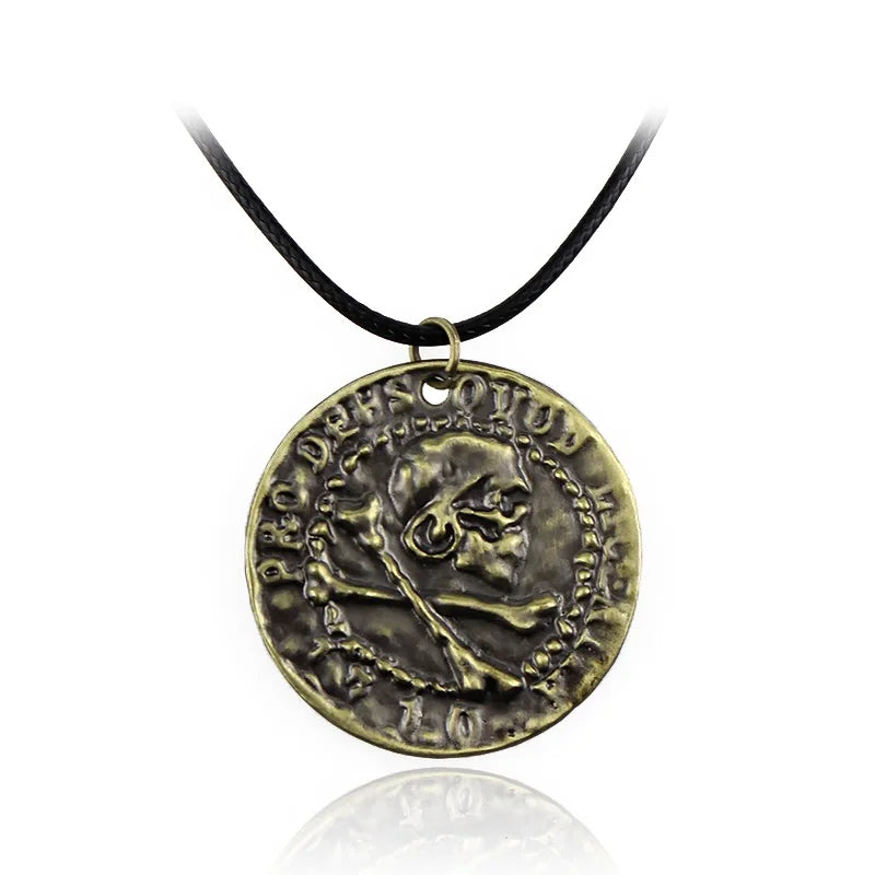 Movie Game Uncharted 4 Necklace Nathan Drake Cosplay Ring Leather Code Ancient Vintage Pendant Jewelry Prop