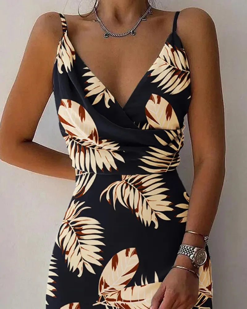 Elegant Women Sexy Dresses Summer Fashion Print Gradient Solid Out Off Shoulder V-Neck Female Camisole Dress Bandage Dress