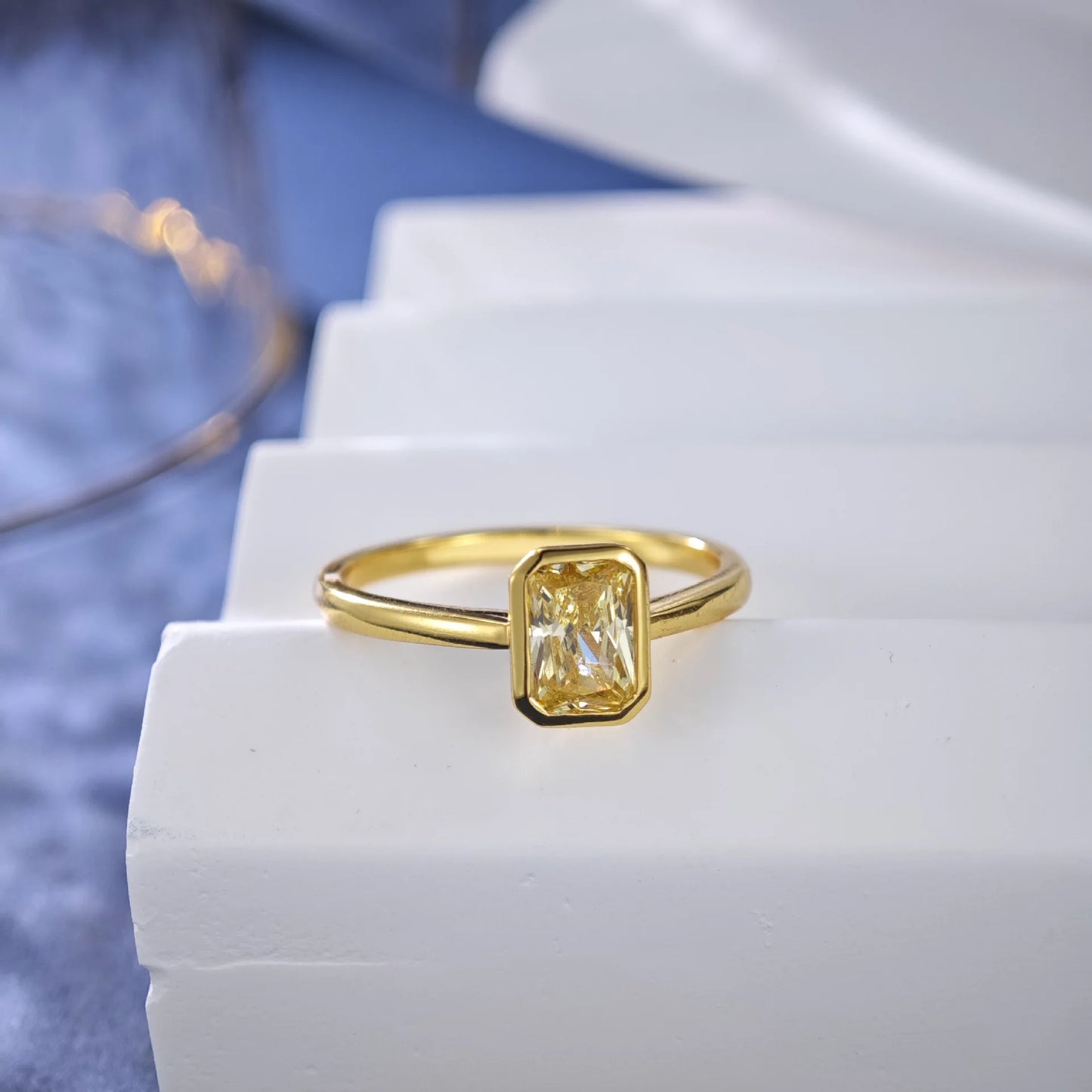 Cubic Zircon CZ Luxurious Women Stainless Steel Ring Couple's Love Engagement Fashion Jewelry Wedding Anniversary Gift