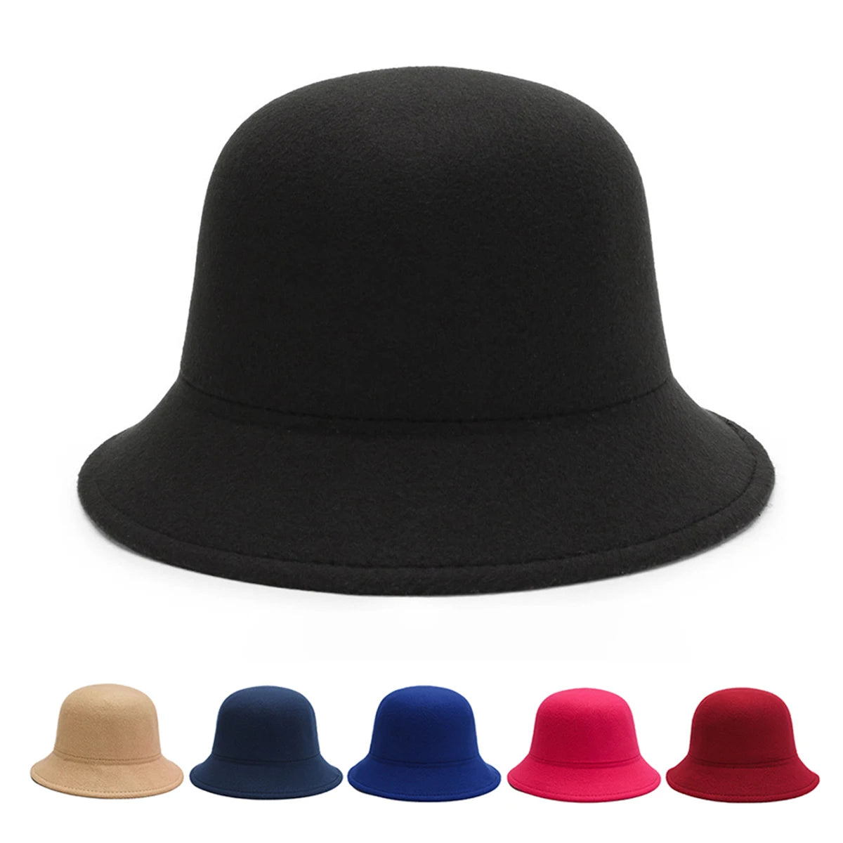 Women's Hat for Spring, Autumn, and Winter Korean Style British Fashion Versatile Jazz Woolen Bucket Hat Fisherman Hat Wide-Brimmed Hat for Parties, Outings, Shopping, Work, and Students
