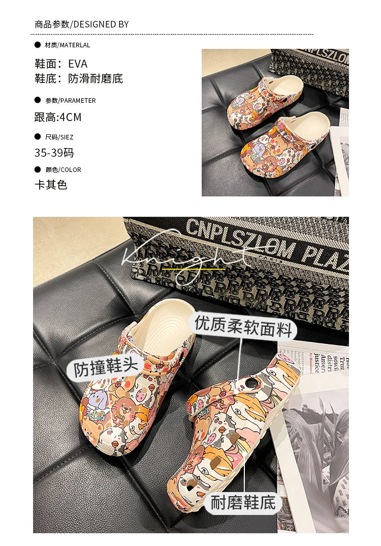 Slippers Casual Summer Women's Shoes Cover Toe Platform Shale Female Beach Slides Luxury Flat Sabot Fashion House Slippers Platf