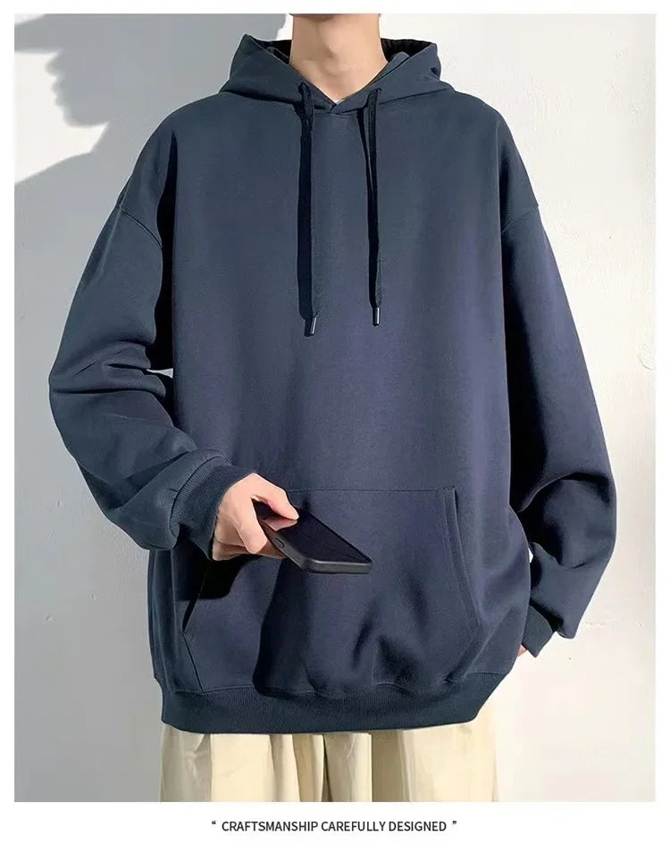 Sweater Loose Men's and Women's New Casual Solid Color Thickened Coat Autumn and Winter Hooded Sweater Simple