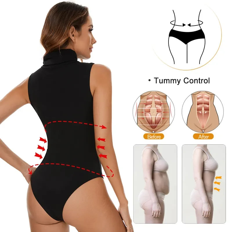 Bodysuit for Women Tummy Control New Tops Body Shaper Compression Butt Lifting Shapewear High Collar Sleeveless Bodysuits