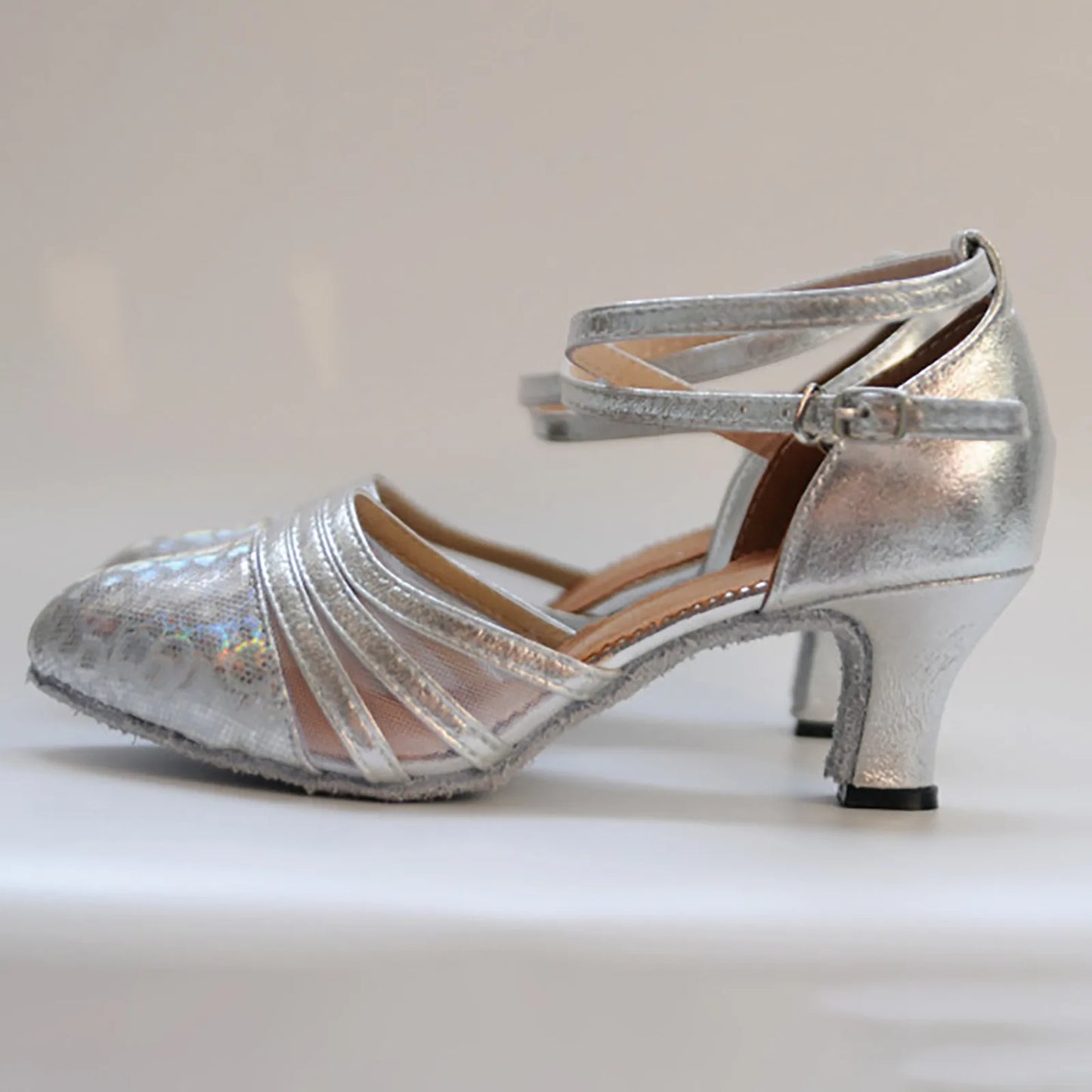 Fashion Latin Dancing Shoes Women Soft Rubber Sole Closed Toe Modern Tango Ballroom Party Lady Sequins Latin Dance Shoes
