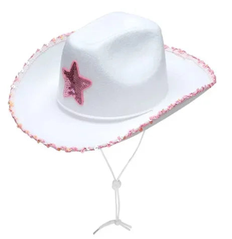 Women's Cowboy Hat, Adult Solid Color Furry Trim Wide Brim Hat Female Cap for Dating Party