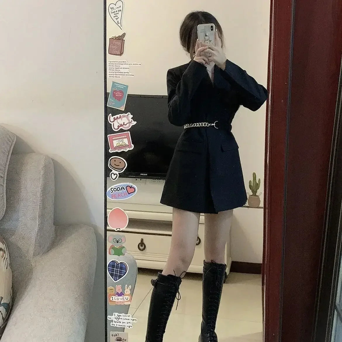 Blazer Woman Jacket Black Over Long Outerwears Dress Coats For Women Clothes Slim Modern Bags On Offer With Premium New In