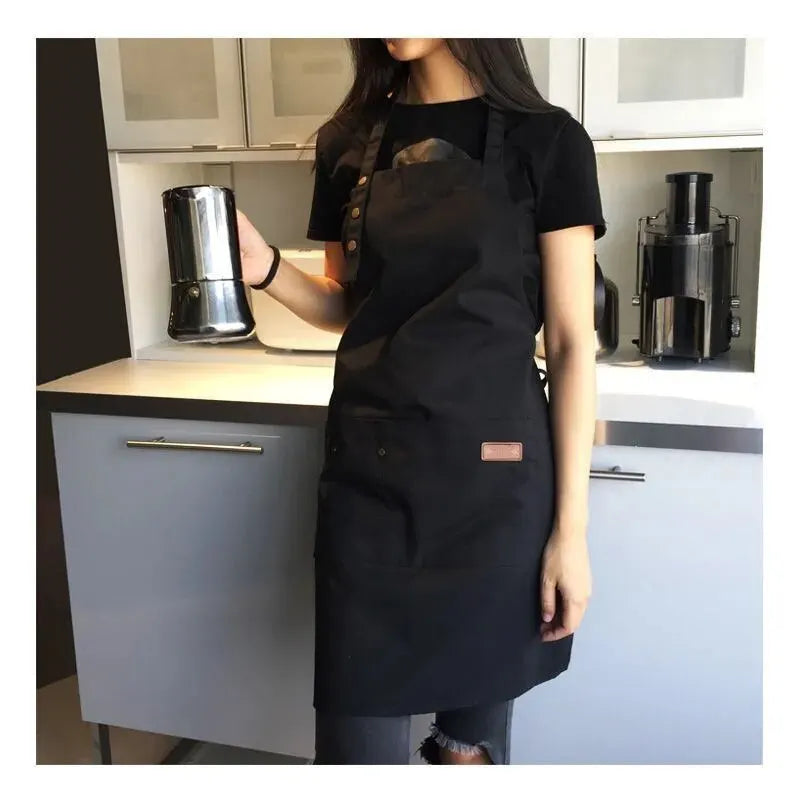 New Fashion Kitchen Aprons for Woman Men Chef Work Apron for Grill Restaurant Bar Shop Cafes Beauty Nails Studios Uniform