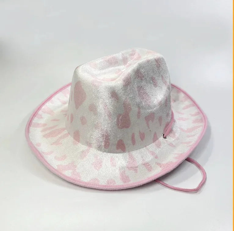 Women's Cowboy Hat, Adult Solid Color Furry Trim Wide Brim Hat Female Cap for Dating Party