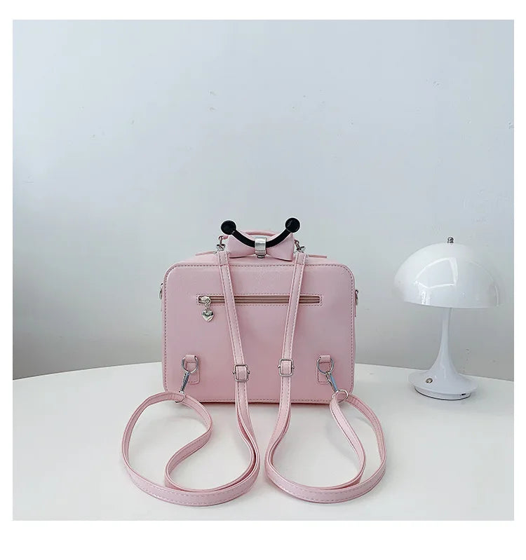 Cartoon Cute Handbags for Women Funny Retro TV Transparent Square Bag Fashion Leather Personalized Creative Shoulder Bag Woman