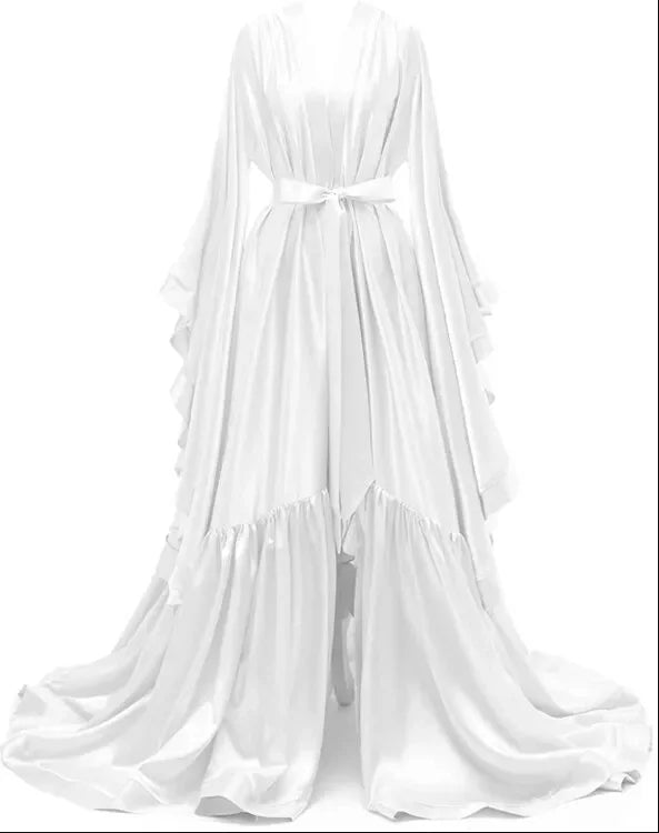 Bridal Robe Elastic Satin Bridesmaid Wedding Bachelorette Party Nightgown Bathrobe Robe Customized