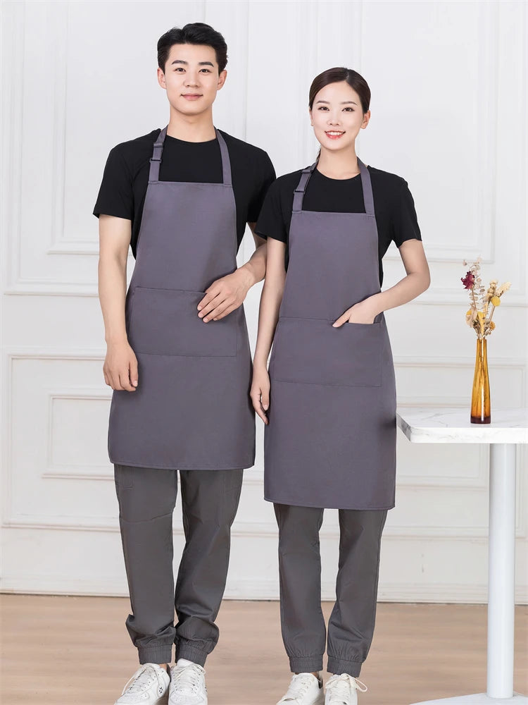Women's Kitchen Apron for Woman Men Chef Work Apron for Grill Restaurant Bar Cafes Beauty Nails Studios Cleaning Smock