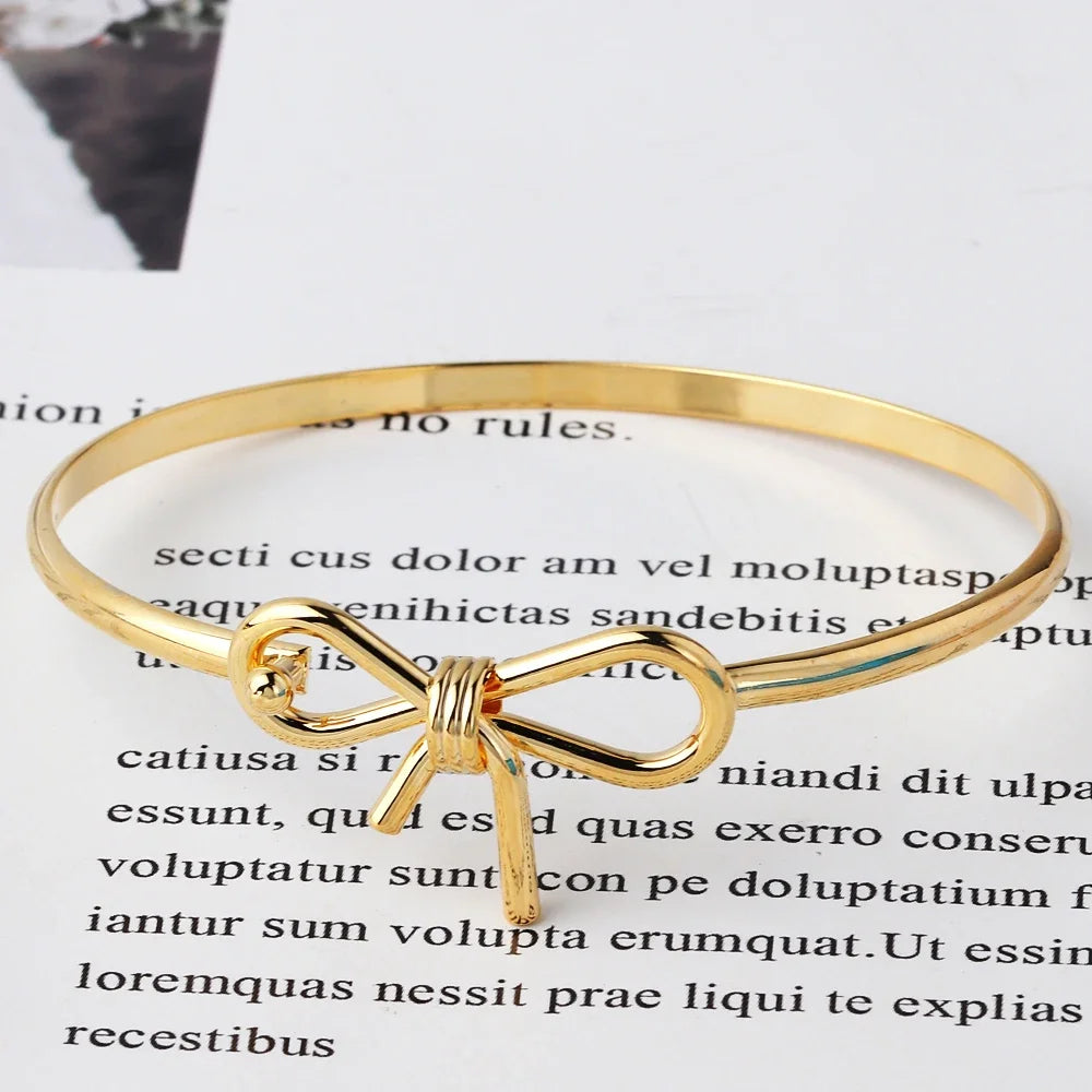 Good Quality Cuff Bangles for Women 18K Gold Plated Jewelry Tie The Knot Love Bracelets for Bridesmaid Best Friend Gifts