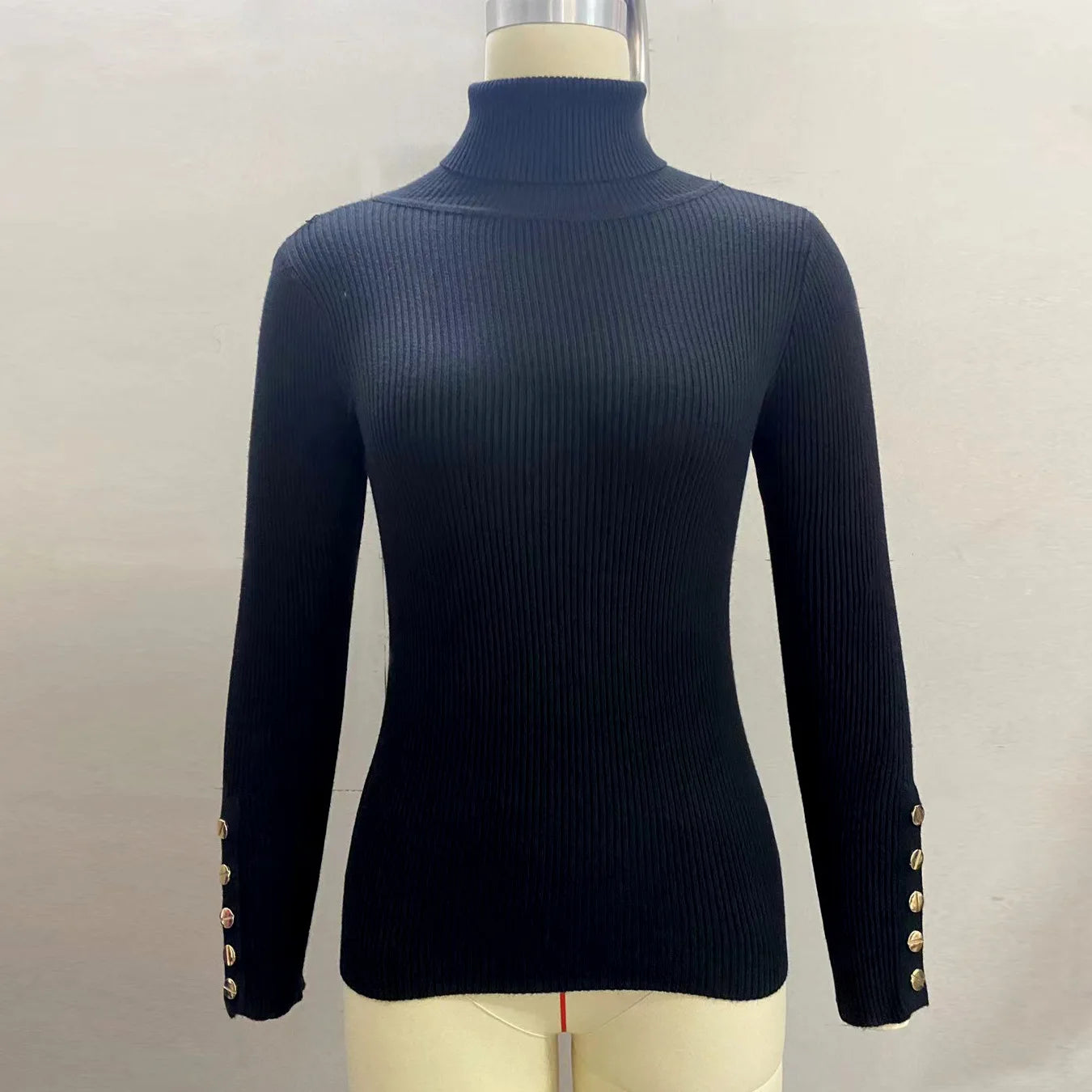 Elegant Sweaters Woman Sueter Negro Sueter Feminino Women's Autumn High Neck Pullover Knitted Sweater New  Tops Mujeres Juvenil