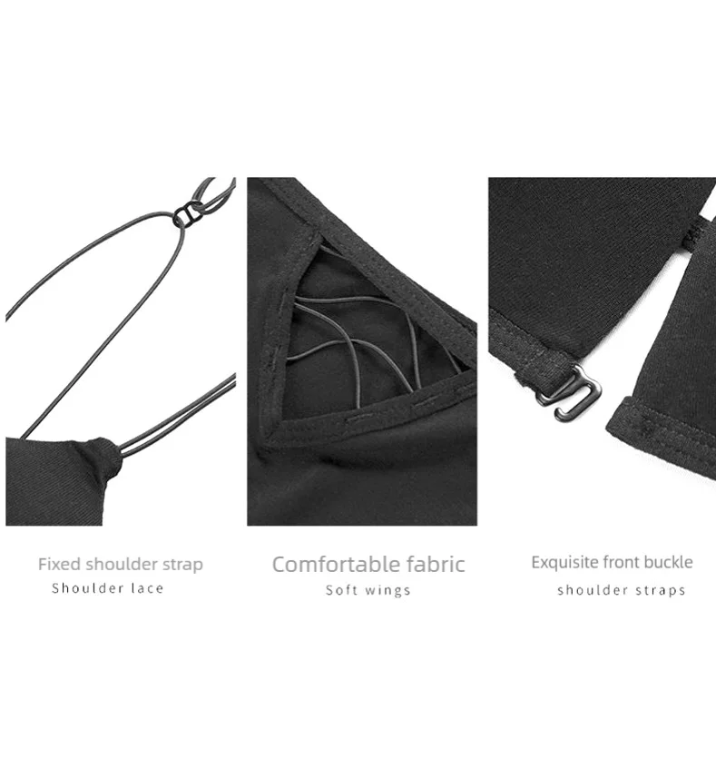 Women's underbra without underwire, thin and small bra for women, with a sexy front buckle and a beautiful back