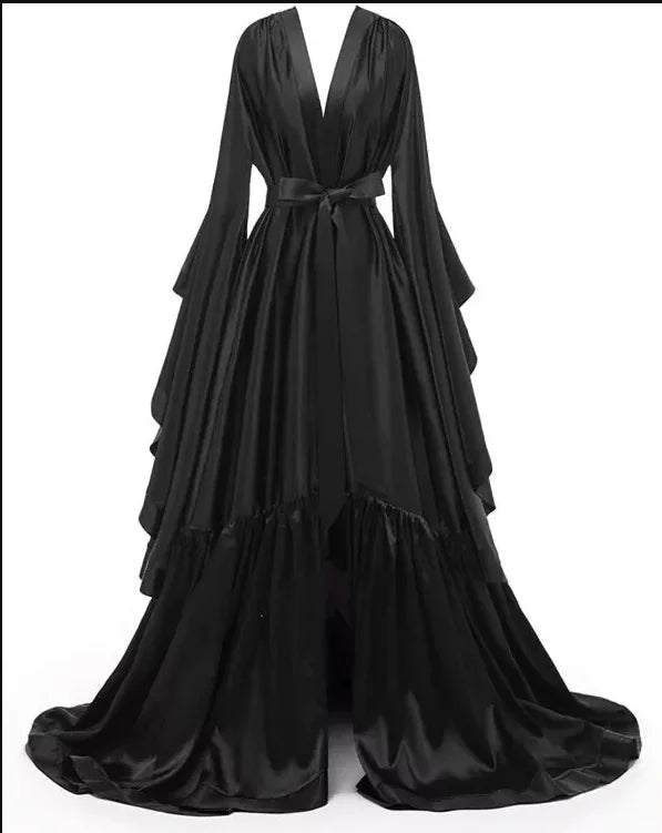 Bridal Robe Elastic Satin Bridesmaid Wedding Bachelorette Party Nightgown Bathrobe Robe Customized