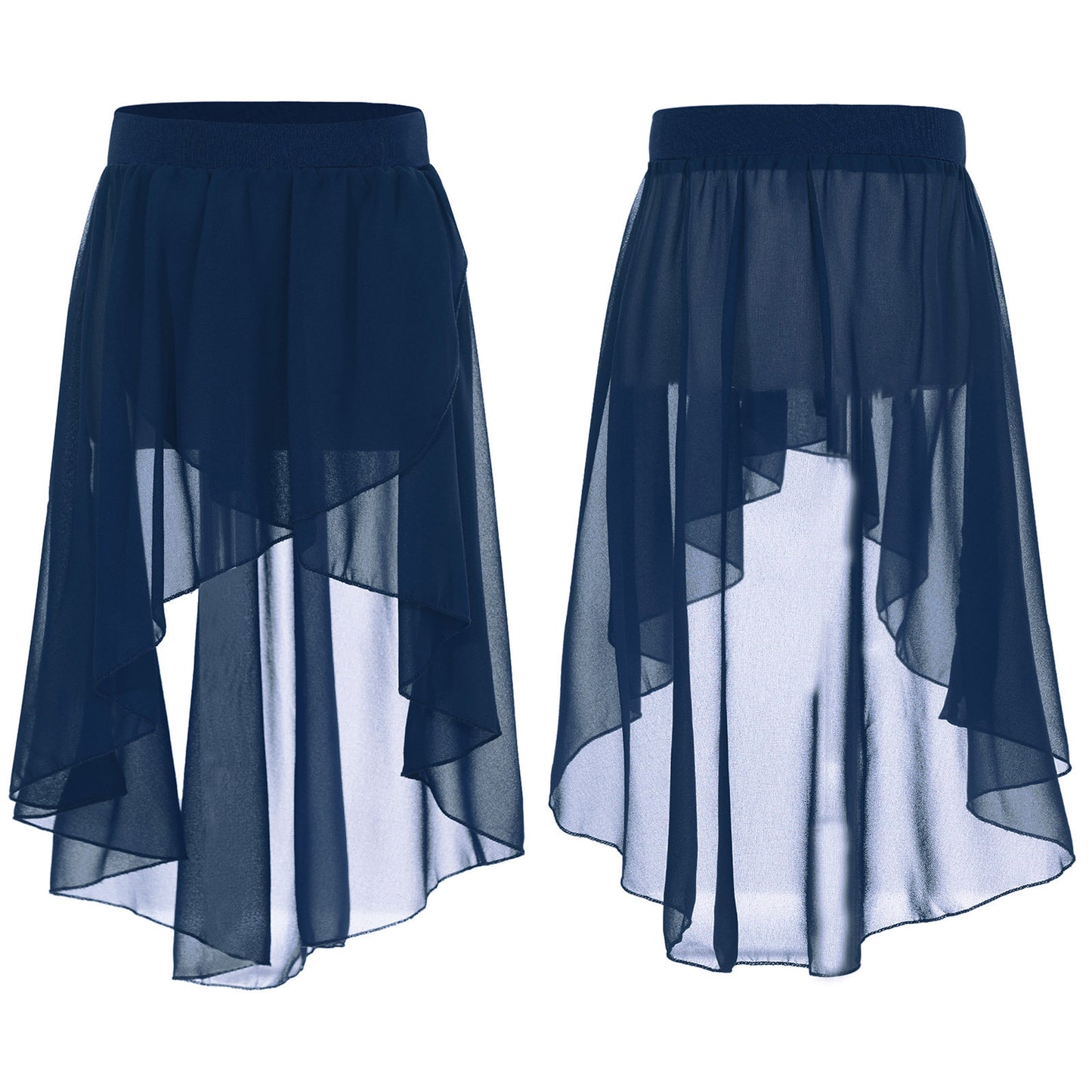 Girls Skirts High-Low Chiffon Skirt for Girl Elastic Waistband Ballet Modern Lyrical Dance Leotards Wrap Skirt Child Dancewear