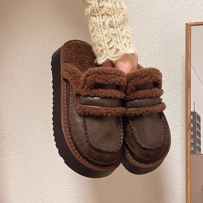 Shoes Loafers Ladies' Slippers Luxury Slides Winter Footwear Cover Toe Slipers Women Platform Designer 2024 House Slippers Platf