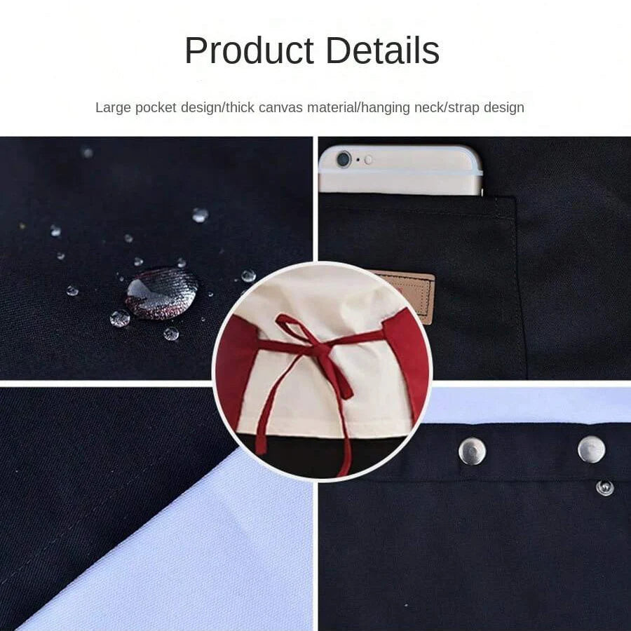 1Pc Kitchen Waterproof Oil-Proof Apron for Home Use, Aprons with Pockets, Polycotton Stain-Resistant Kitchen Aprons, Cooking Aprons