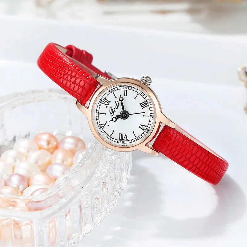 Women's Watch Retro Small Girl Student Watches Niche High End Leather Strap Waterproof Ladies Fashion Quartz Wristwatches Gift