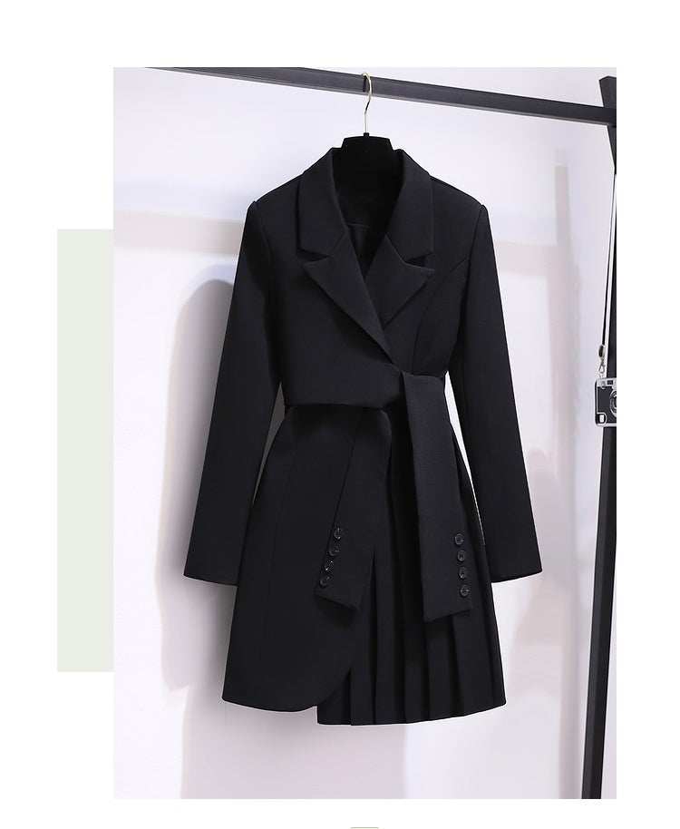 Blazer Women 2025 Spring New Fashion Women Clothing Suit Skirt Jacket Belt Waist Slim Suit Women Blazer Long Coat Black Blazers